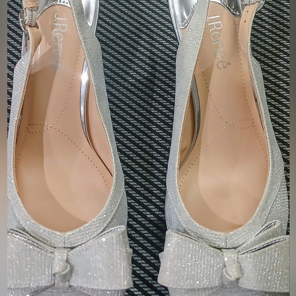 J. Renee SILVER Gabino Pointed Toe w/ BOW, Slingback Pumps *Sz 9.5* NEW, no Tags - Picture 6 of 16